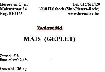 Afbeelding van Maïs gebroken - 20 kg
